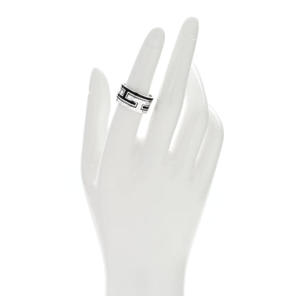 Hermes Sterling Silver Enamel Move H Ring 53 6.25 Black 2 of 4