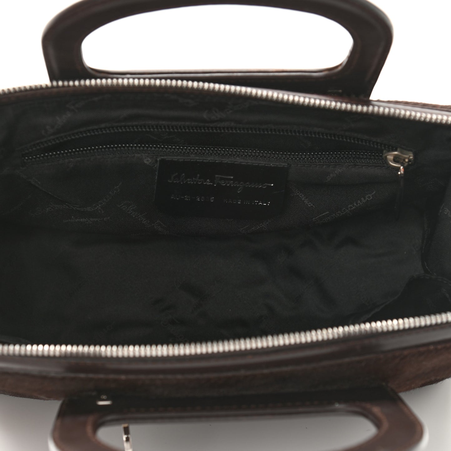 Calfskin Calf Hair Mini Top Handle Bag Brown