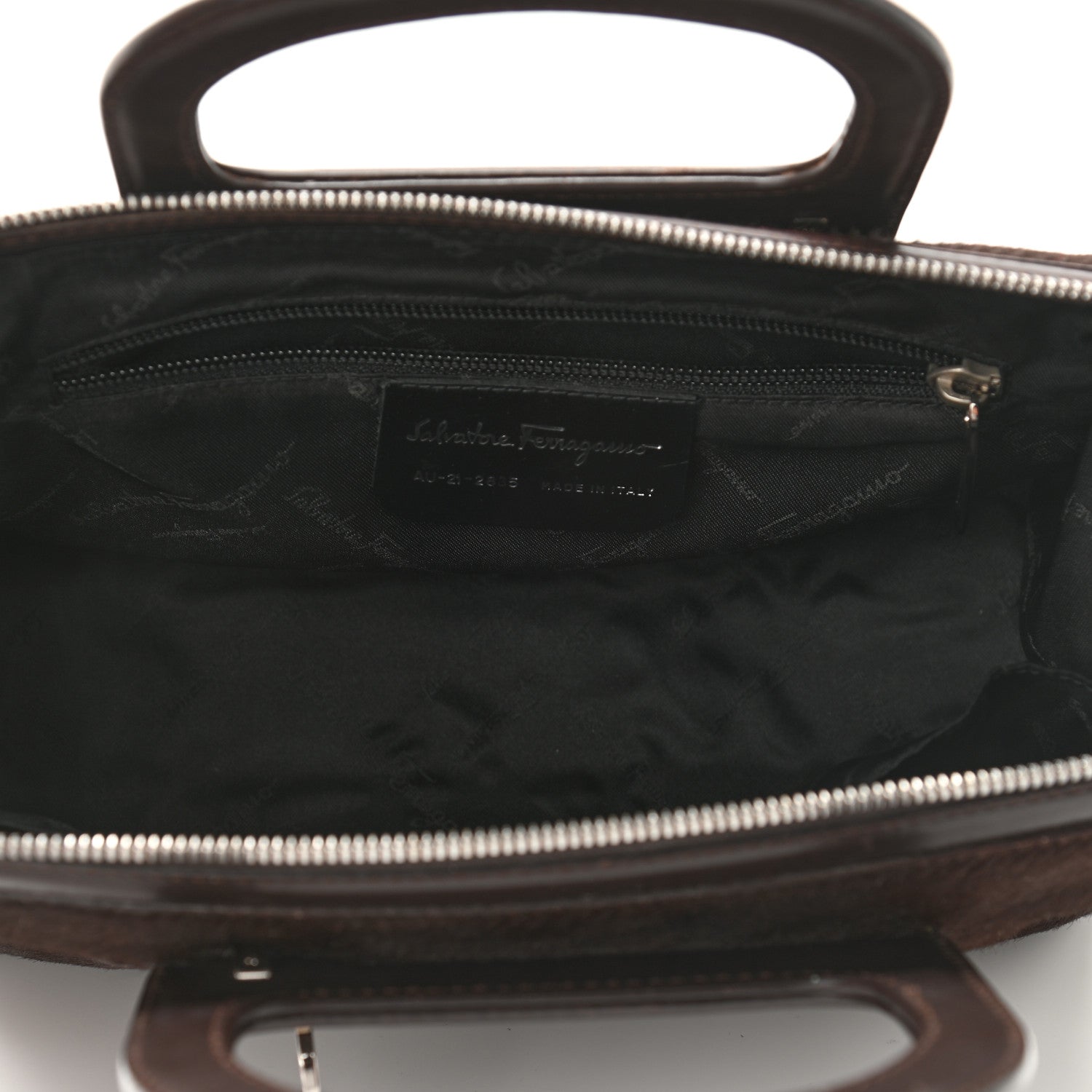 Salvatore Ferragamo Calfskin Calf Hair Mini Top Handle Bag Brown 5 of 9