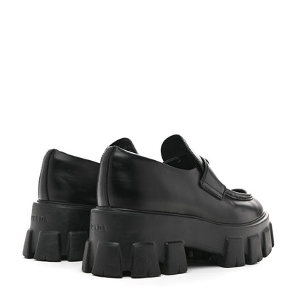 Prada Spazzolato Rois Metal Triangle Logo Monolith 55mm Loafers 38.5 Black 37.5 Black 5 of 11