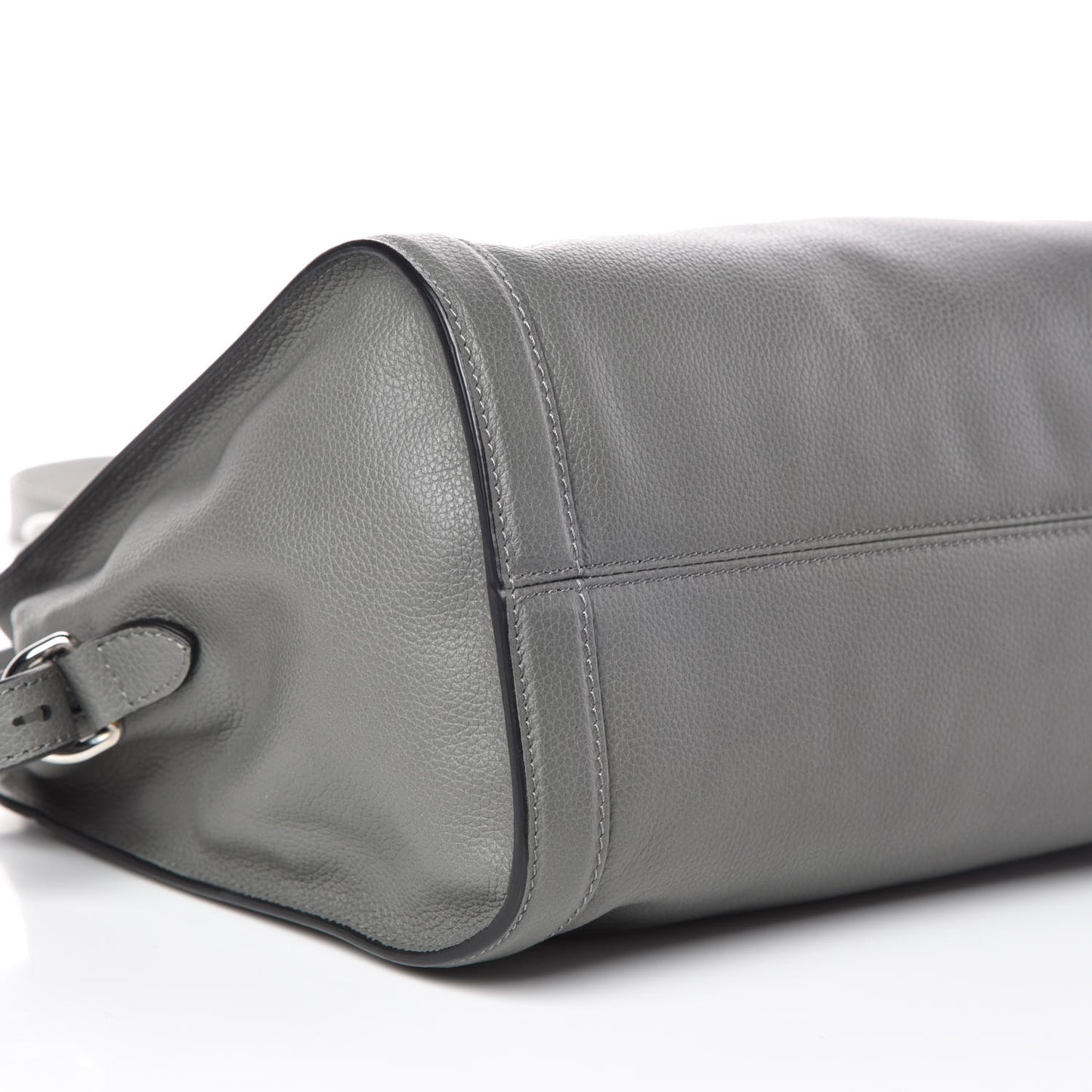 Pebbled Calfskin Small Skull Padlock Zip Around Tote Grey
