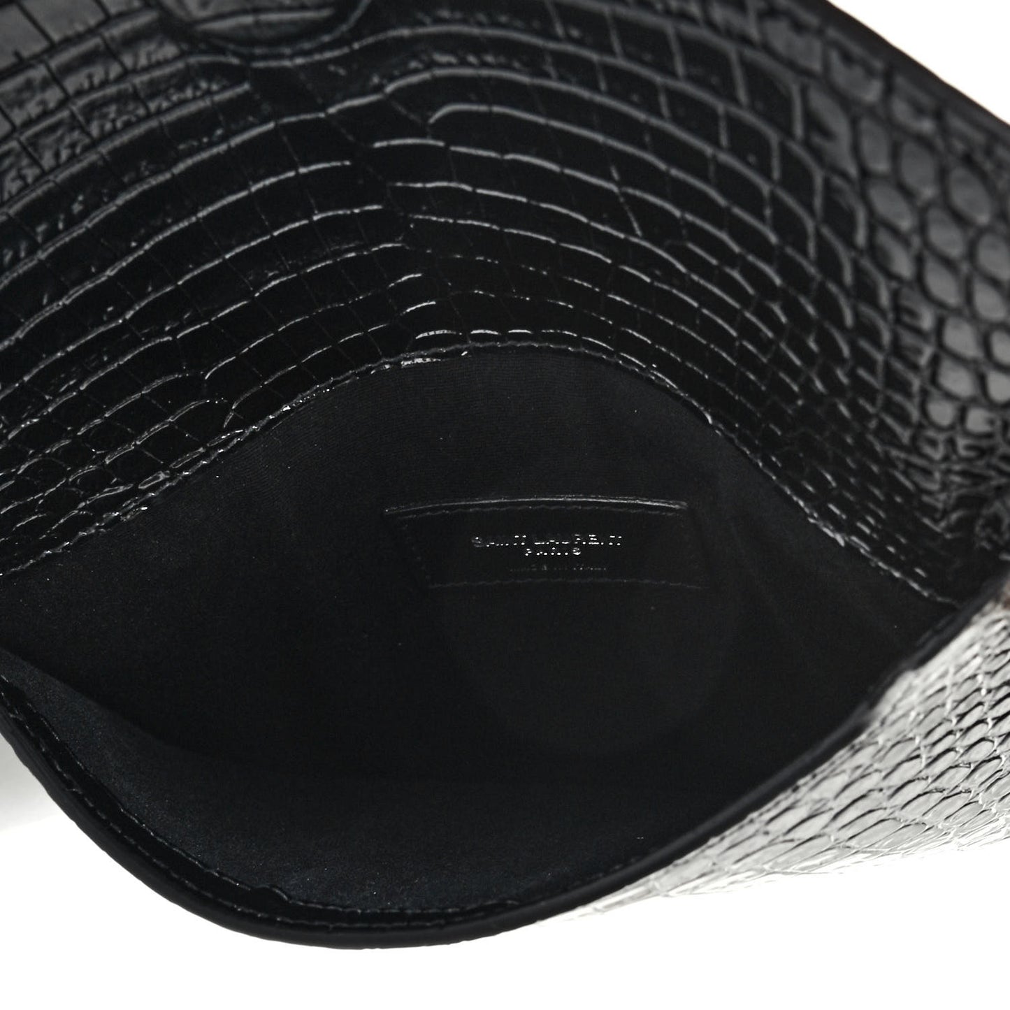 Calfskin Crocodile Embossed Monogram Uptown Baby Pouch Black