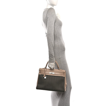 Hermes Toile Swift Kelly Retourne 32 Argile Vert De Gris 2 of 10
