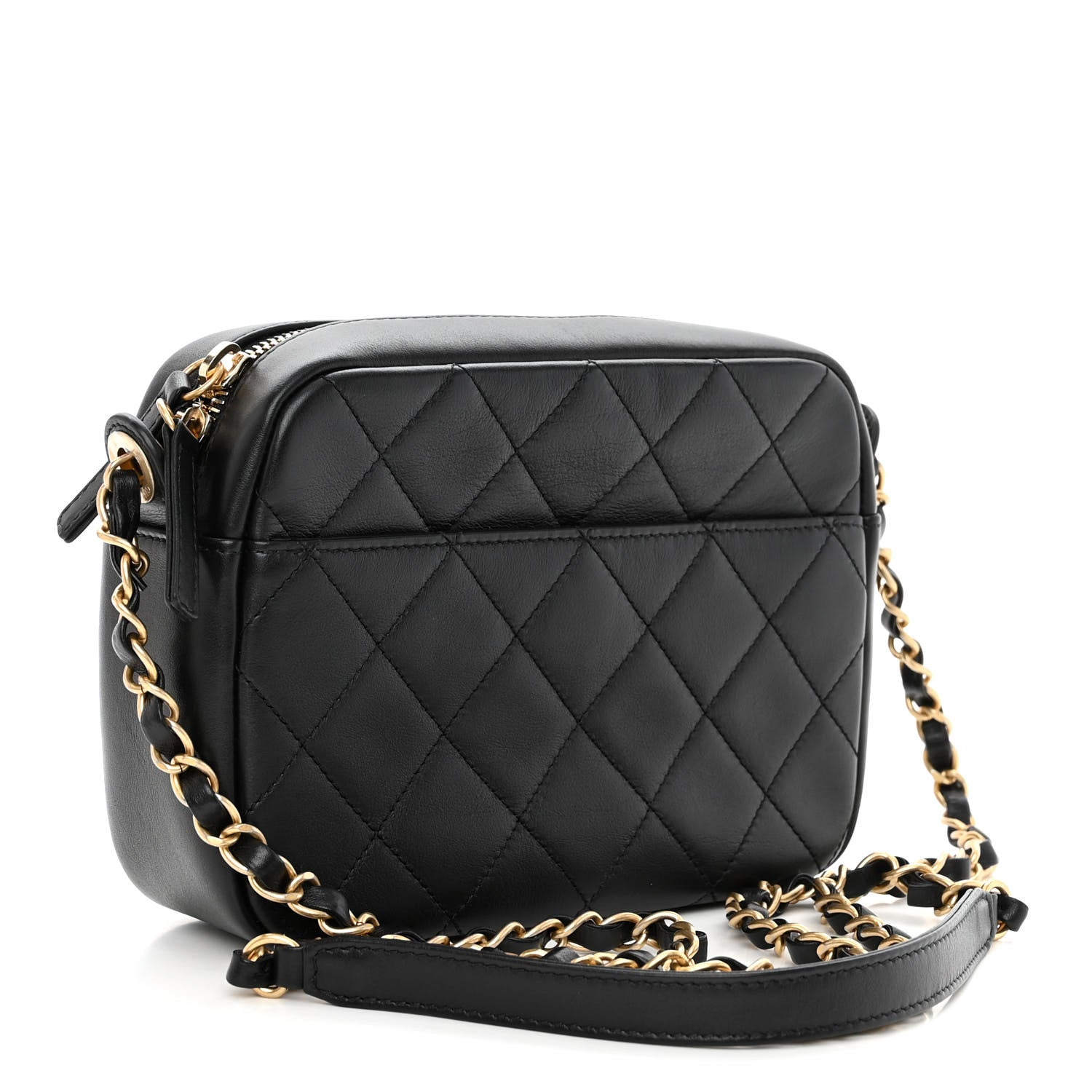 Chanel Calfskin Quilted Enchained Camera Case Bag Black 3 of 10