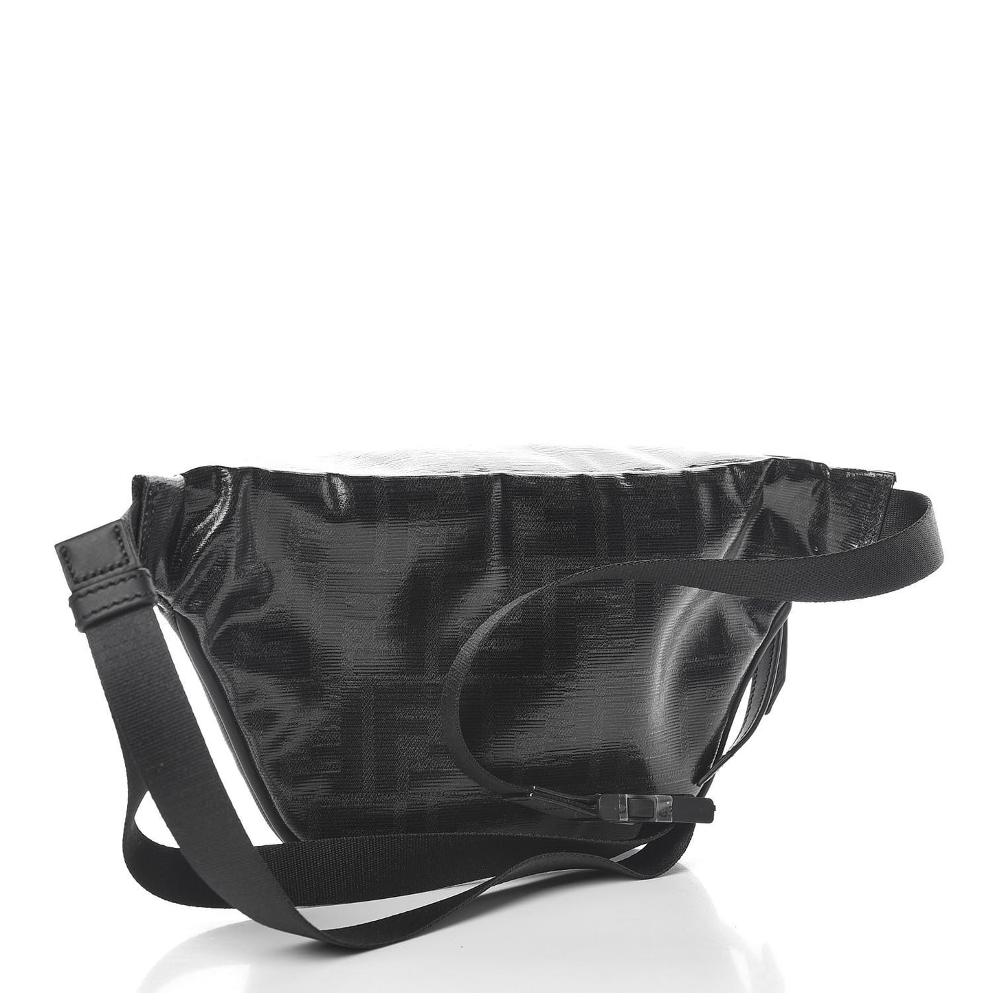 Glazed Fabric Vitello Century FF 1974 Stamp Patch Pocket Belt Bag Black