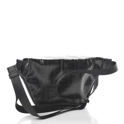 Fendi Glazed Fabric Vitello Century FF 1974 Stamp Patch Pocket Belt Bag Black 3 of 7