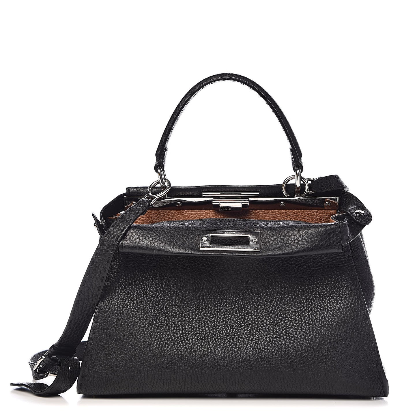 Cuoio Romano Selleria Bi-Color Medium Peekaboo Iconic Satchel Black Mou