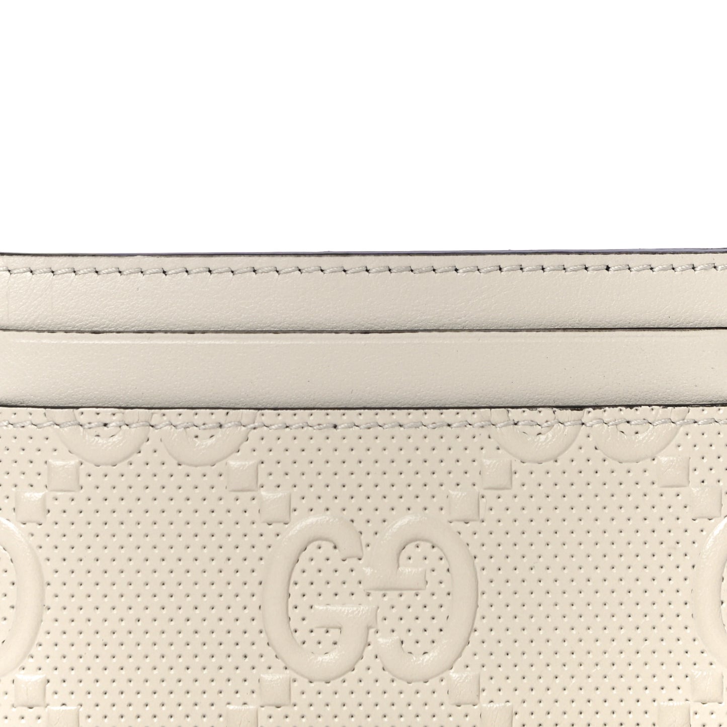 Calfskin GG Tennis Embossed Card Holder Mystic White