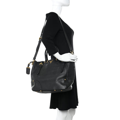 Prada Vitello Daino Tote Black 2 of 12