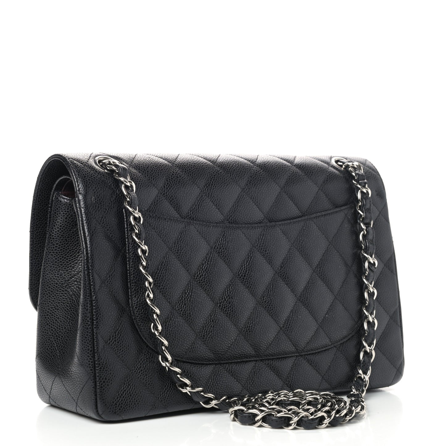 Caviar Quilted Jumbo Double Flap Black