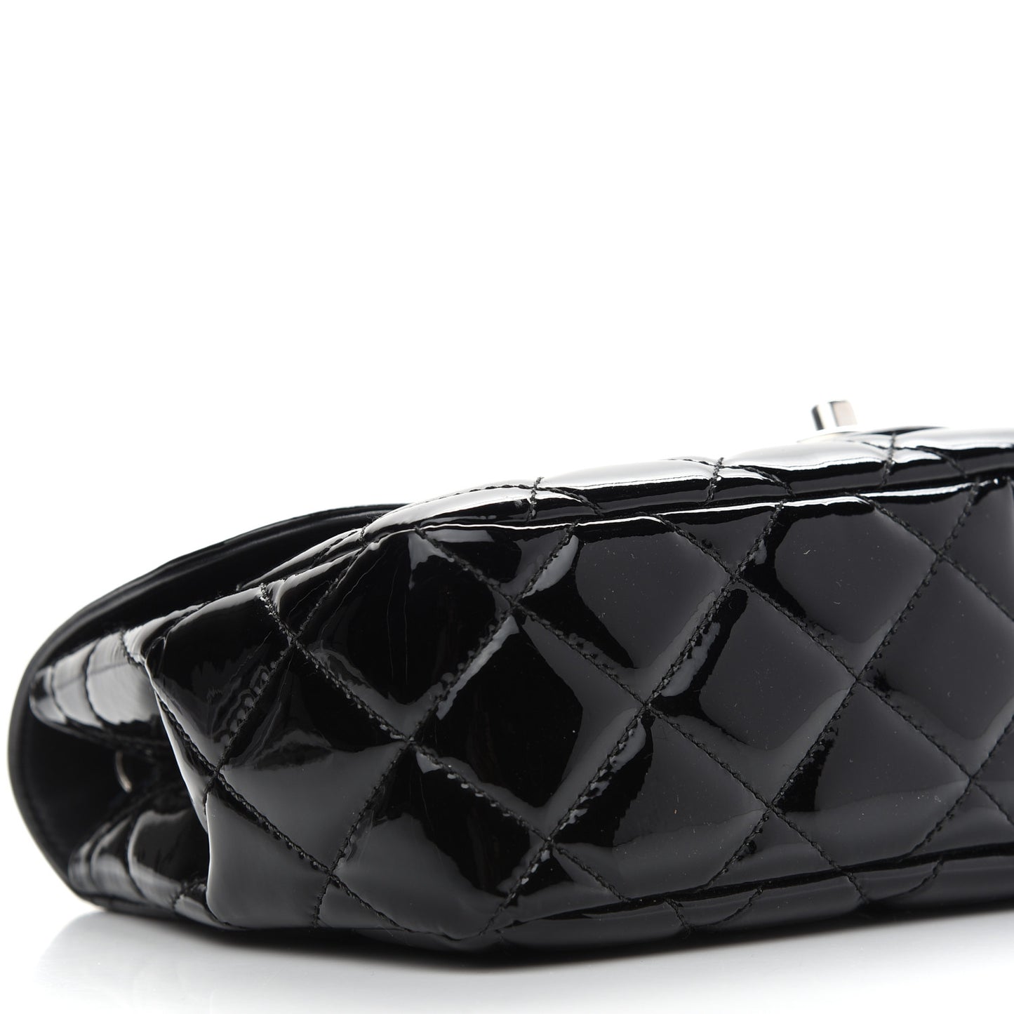Patent Quilted Large Coco Shine Flap Black