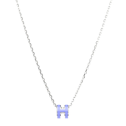 Hermes Lacquered Palladium Mini Pop H Pendant Necklace Parme 1 of 9