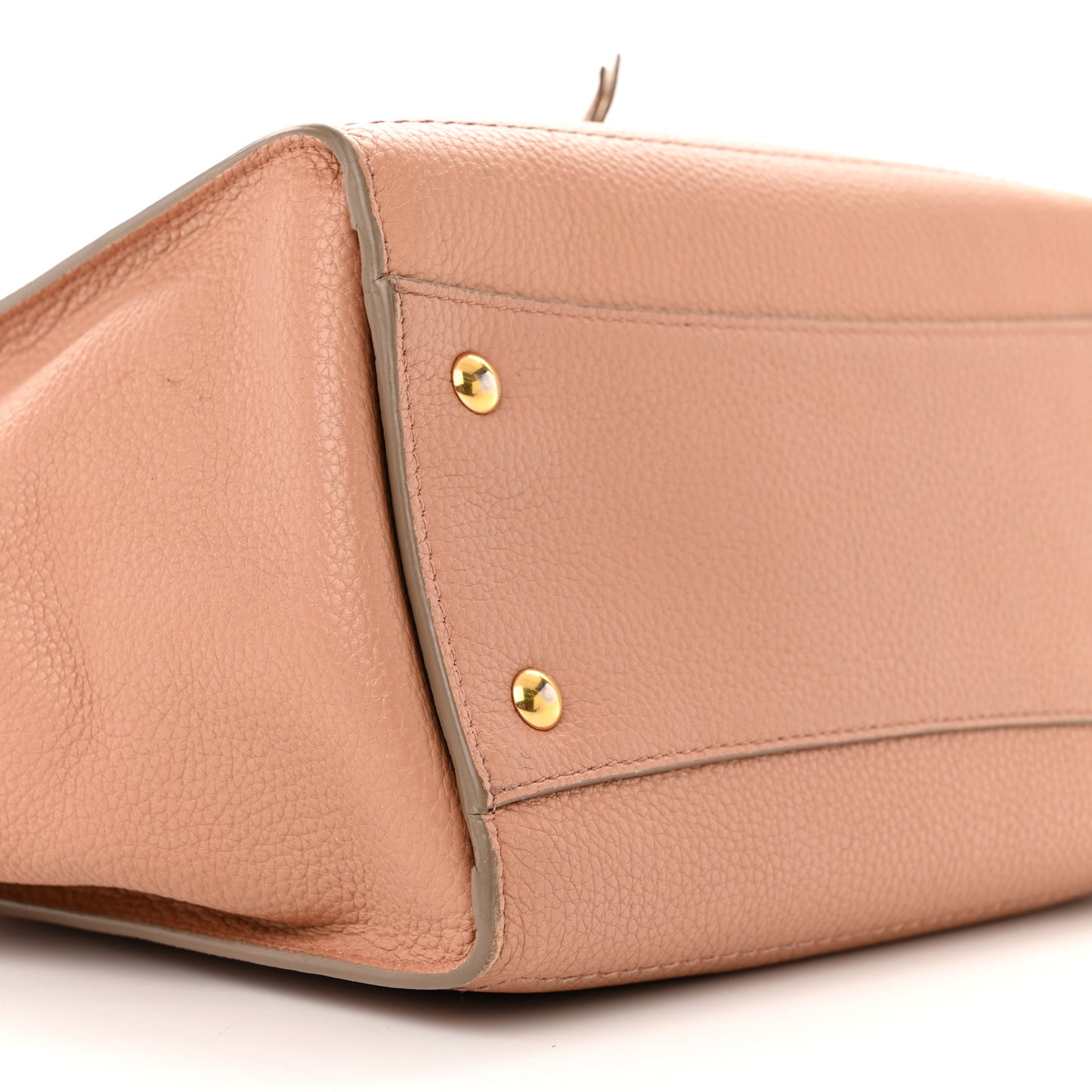Hammered Calfskin Double Handle Small Amy Tote Neutral Gold
