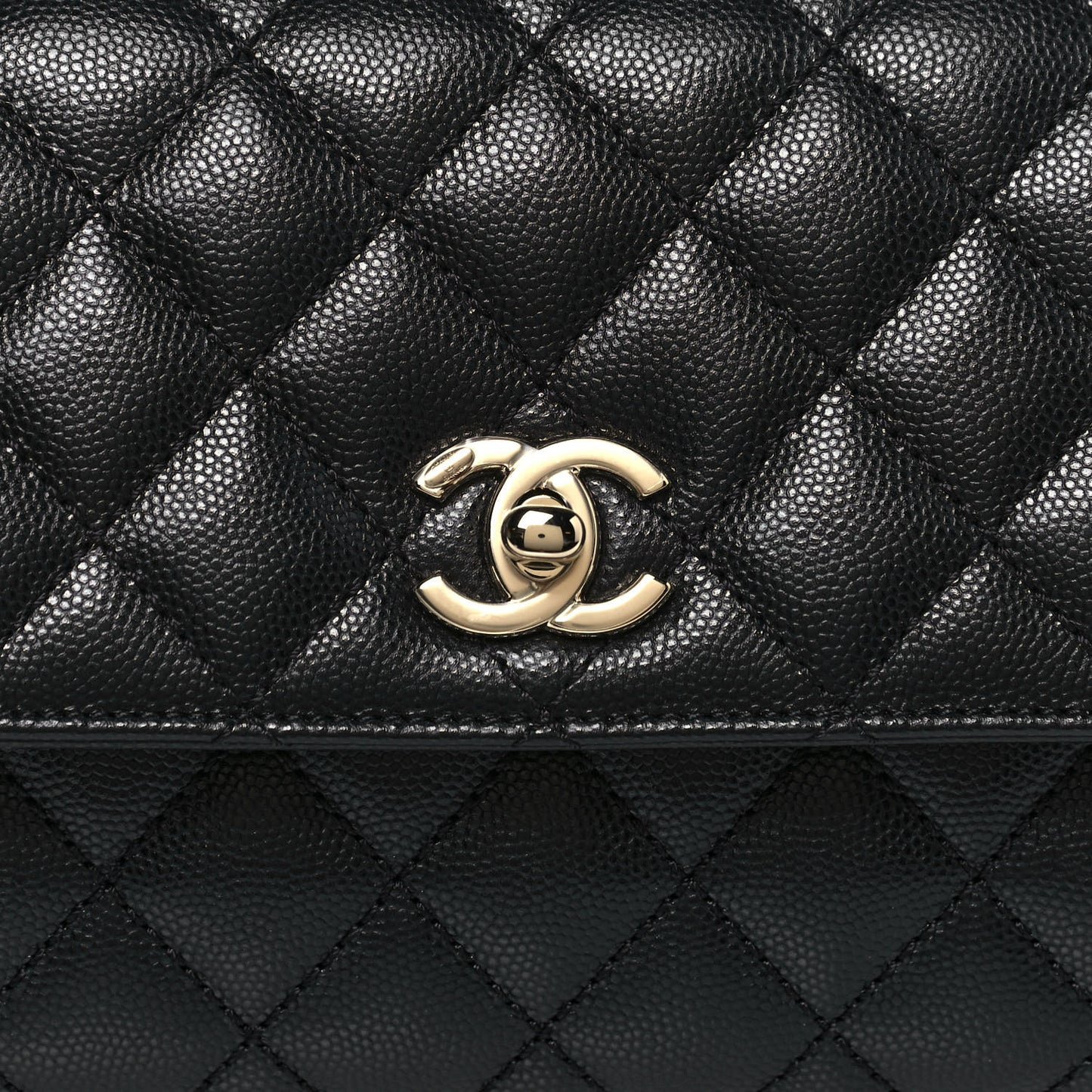 Caviar Quilted Mini Coco Handle Flap Black