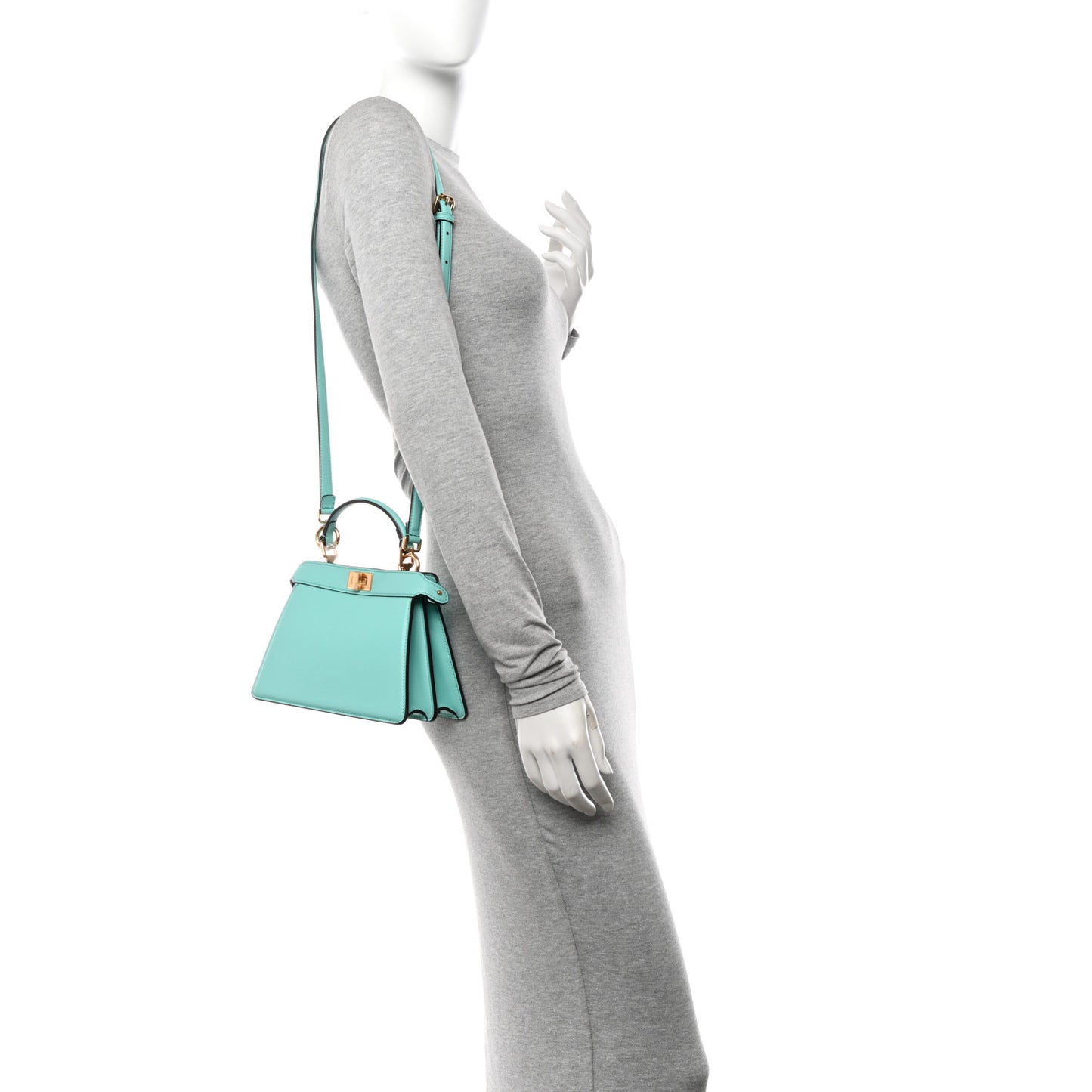 Shiny Nappa Petite Peekaboo I SEE U Satchel Spring Turquoise