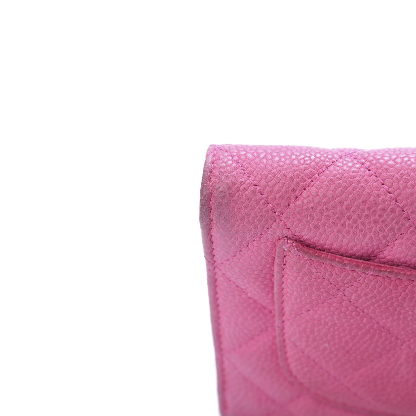 Iridescent Caviar Quilted Large Flap Wallet Pink