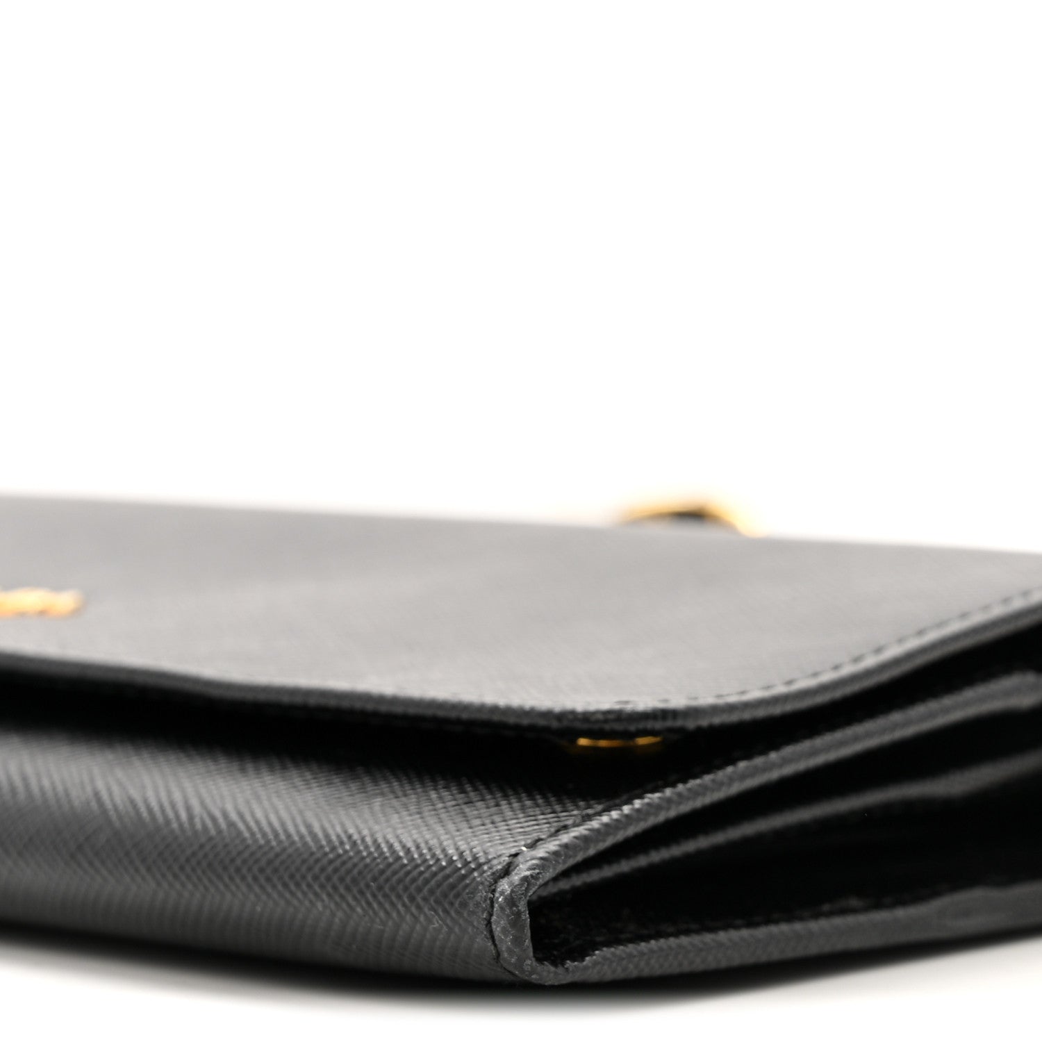 Prada Saffiano Metal Oro Chain Wallet Black 10 of 14