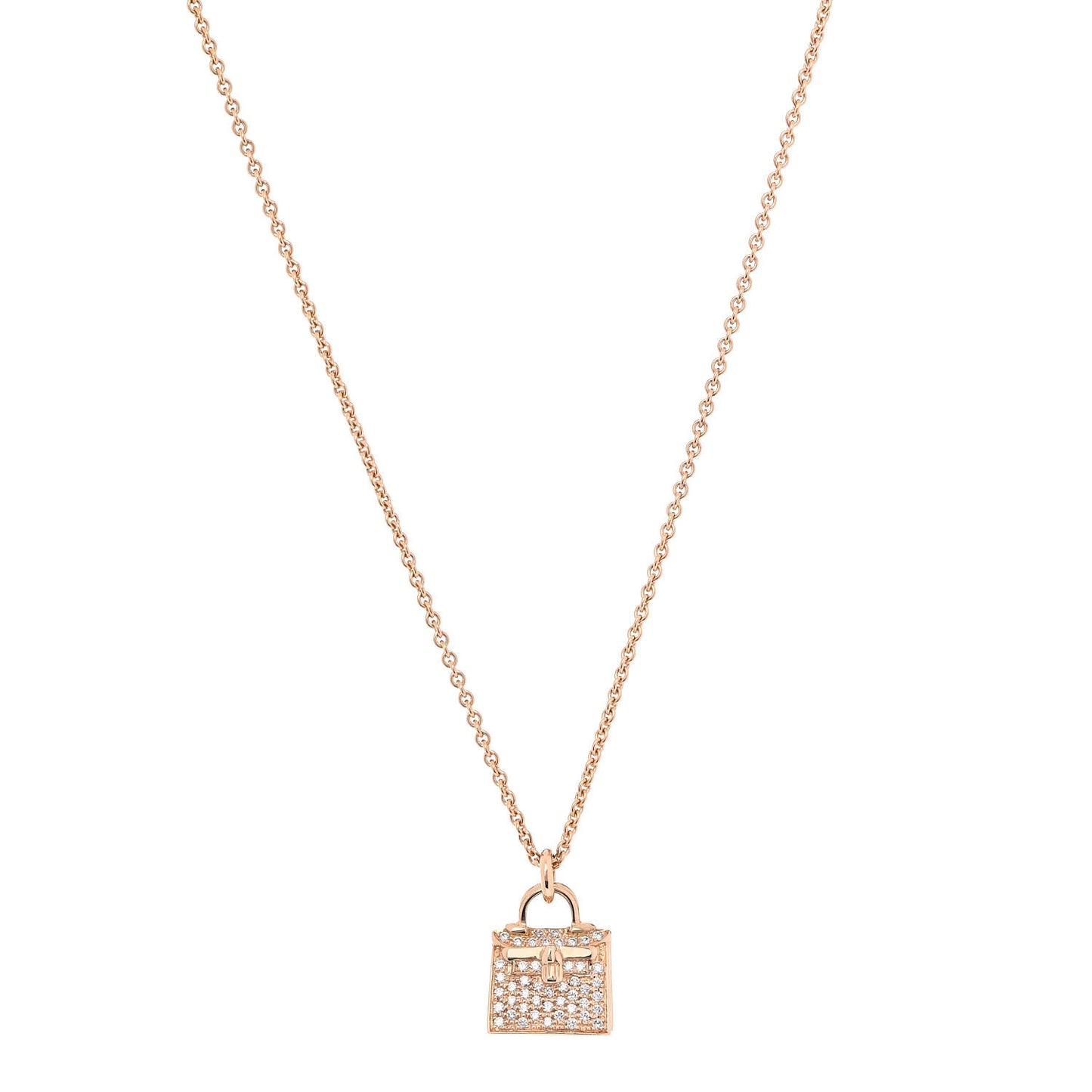 18K Rose Gold Diamond Kelly Amulette Pendant Necklace