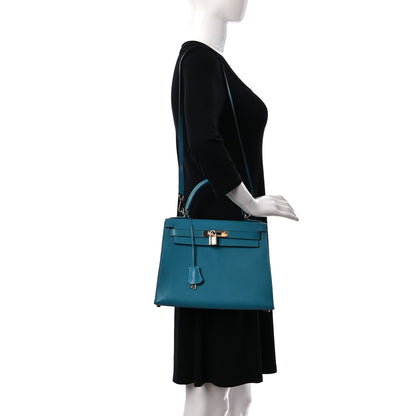Hermes Chevre de Coromandel Kelly Mou 28 Turquoise 2 of 11