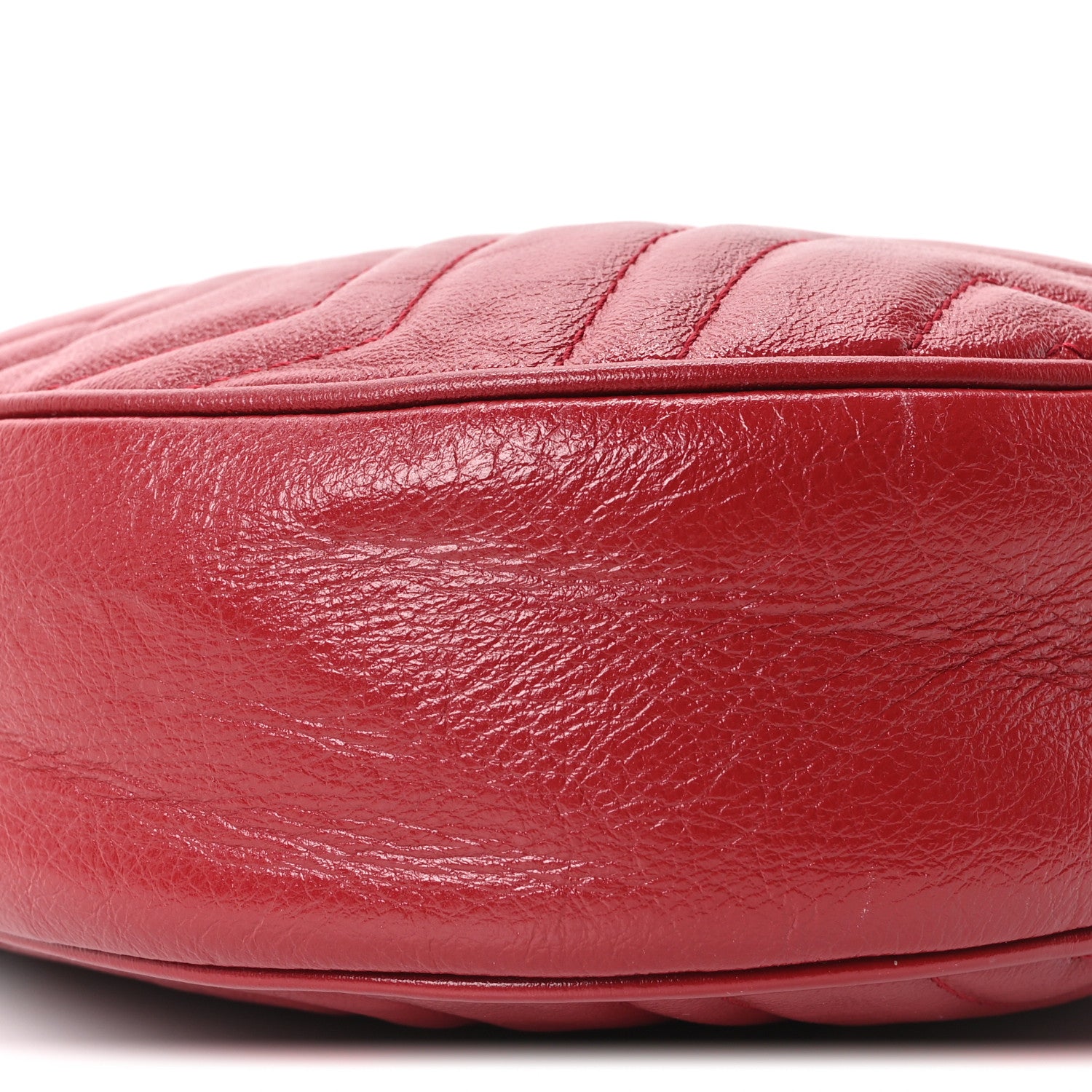 Gucci Glazed Calfskin Matelasse Heart Mini GG Marmont Round Shoulder Bag Romantic Cerise 9 of 10