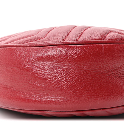 Gucci Glazed Calfskin Matelasse Heart Mini GG Marmont Round Shoulder Bag Romantic Cerise 9 of 10