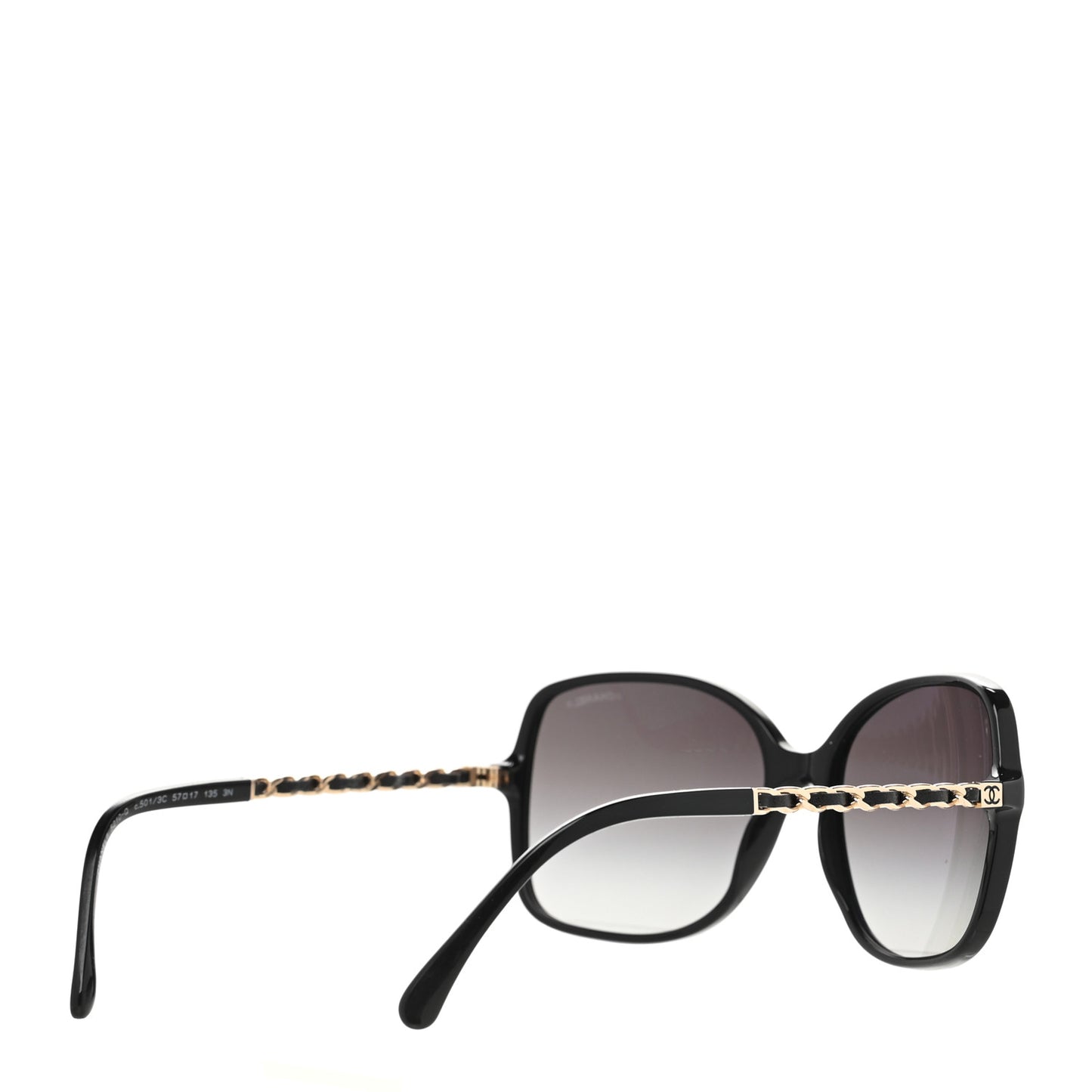 Lambskin Square Chain Sunglasses 5210-Q Black