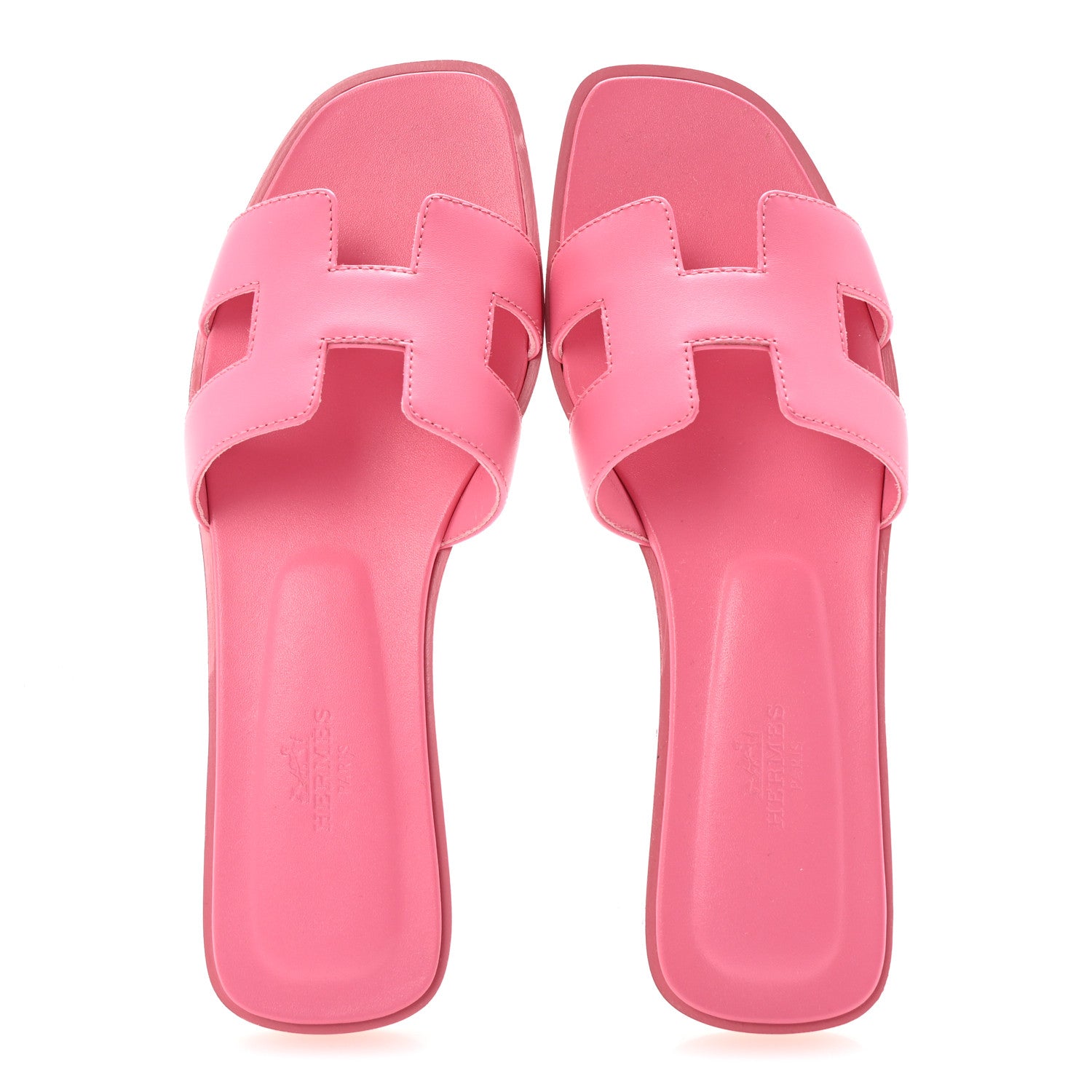 Hermes Box Calfskin Oran Sandals 37.5 Rose Petale 2 of 10