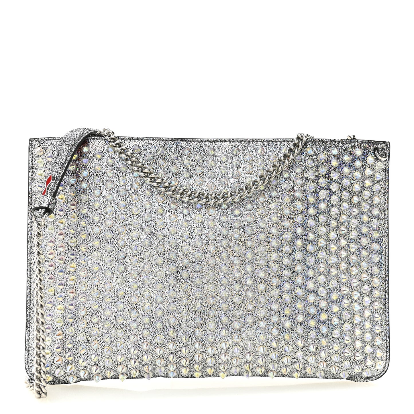 Nappa Mica Studded Loubiclutch Silver