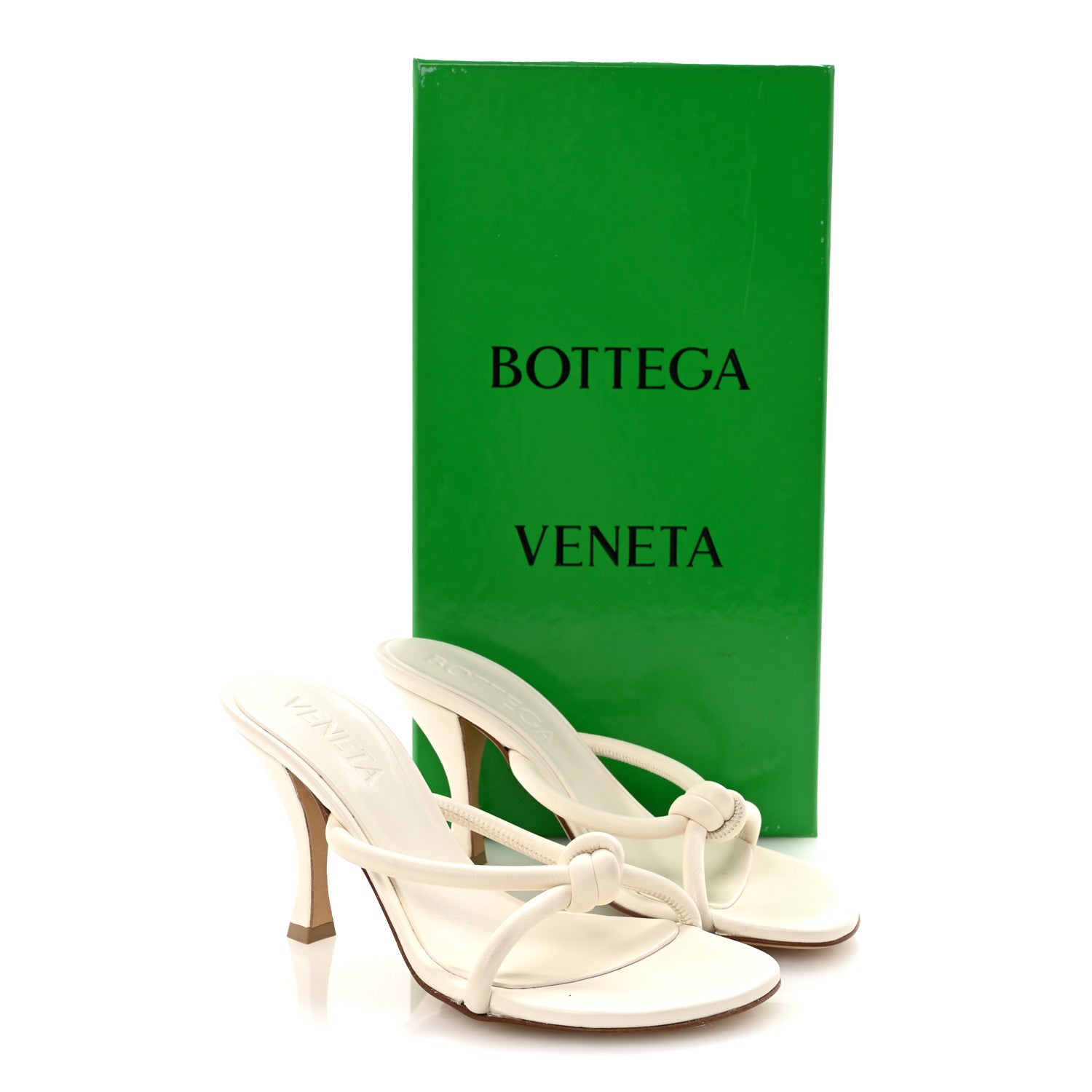 Bottega Veneta Lambskin Blink Knot Mule Sandals 35.5 White 1836256