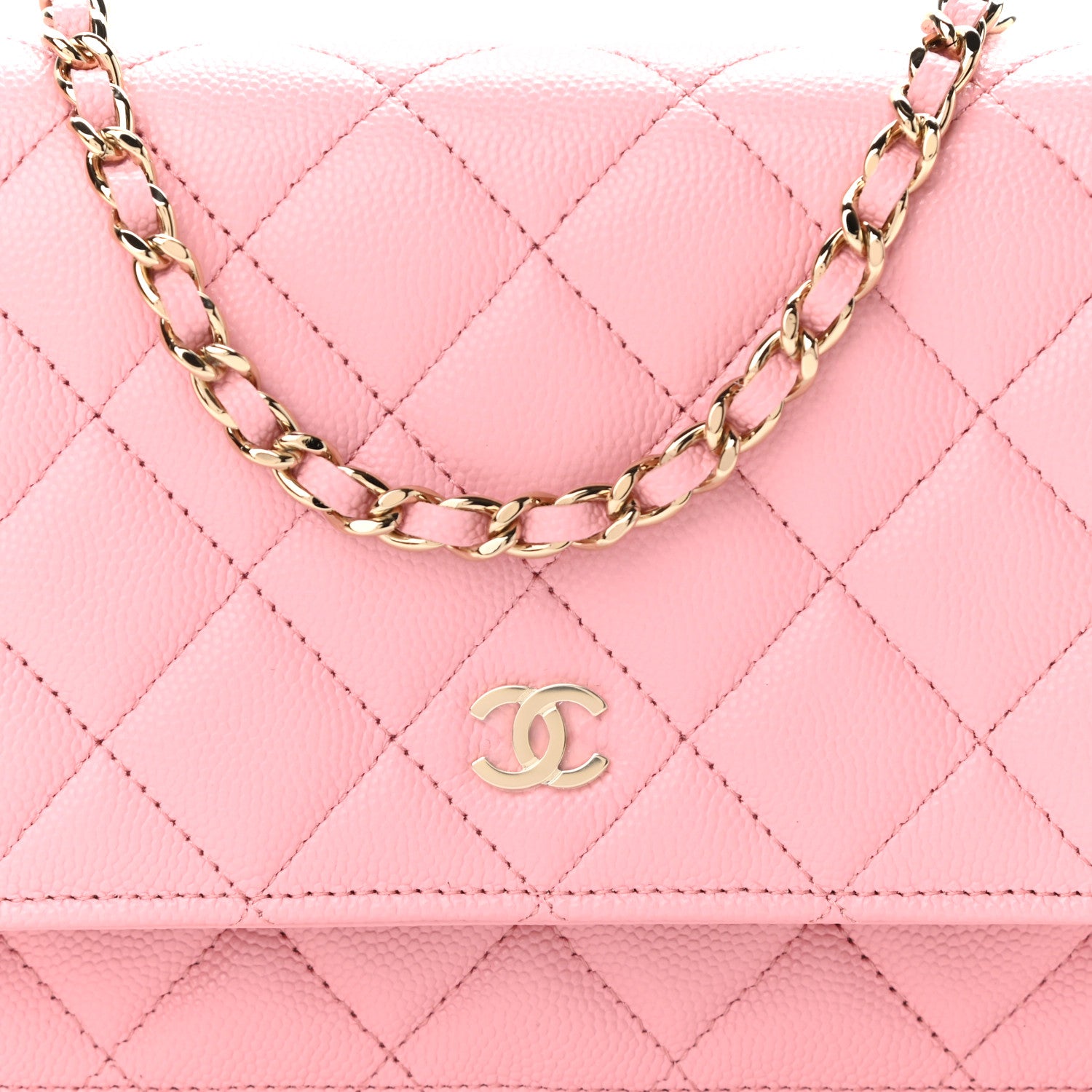 Chanel Caviar Quilted Wallet on Chain WOC Light Pink 8 of 11