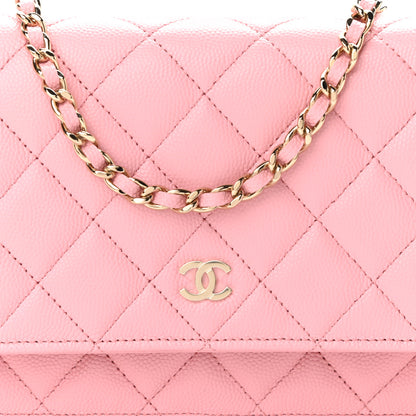 Chanel Caviar Quilted Wallet on Chain WOC Light Pink 8 of 11