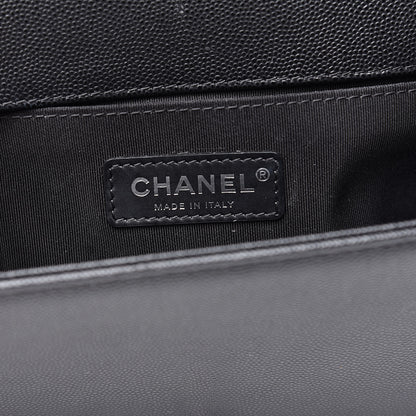 Chanel Caviar Chevron Quilted Medium Boy Flap Black 6 of 12