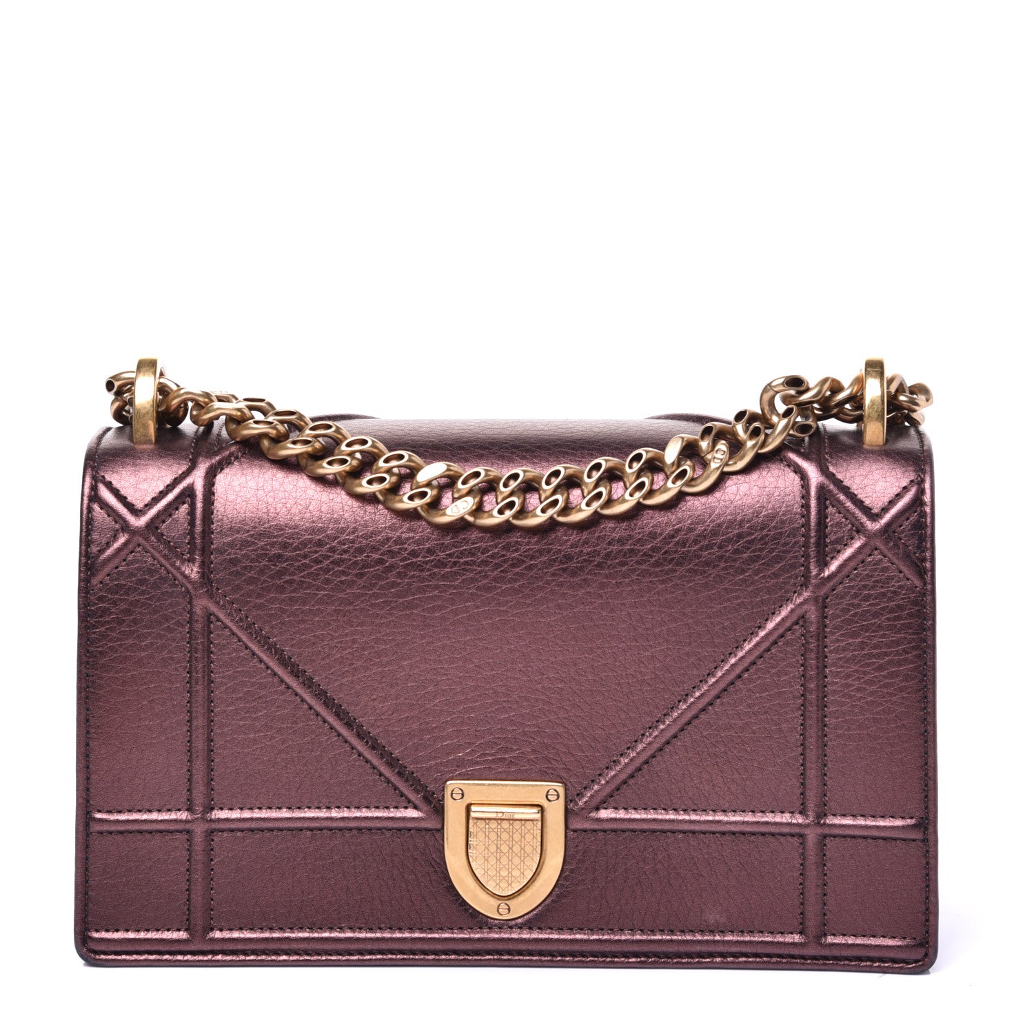 Christian Dior Metallic Grained Calfskin Small Diorama Flap Bag Noisette 1 of 8