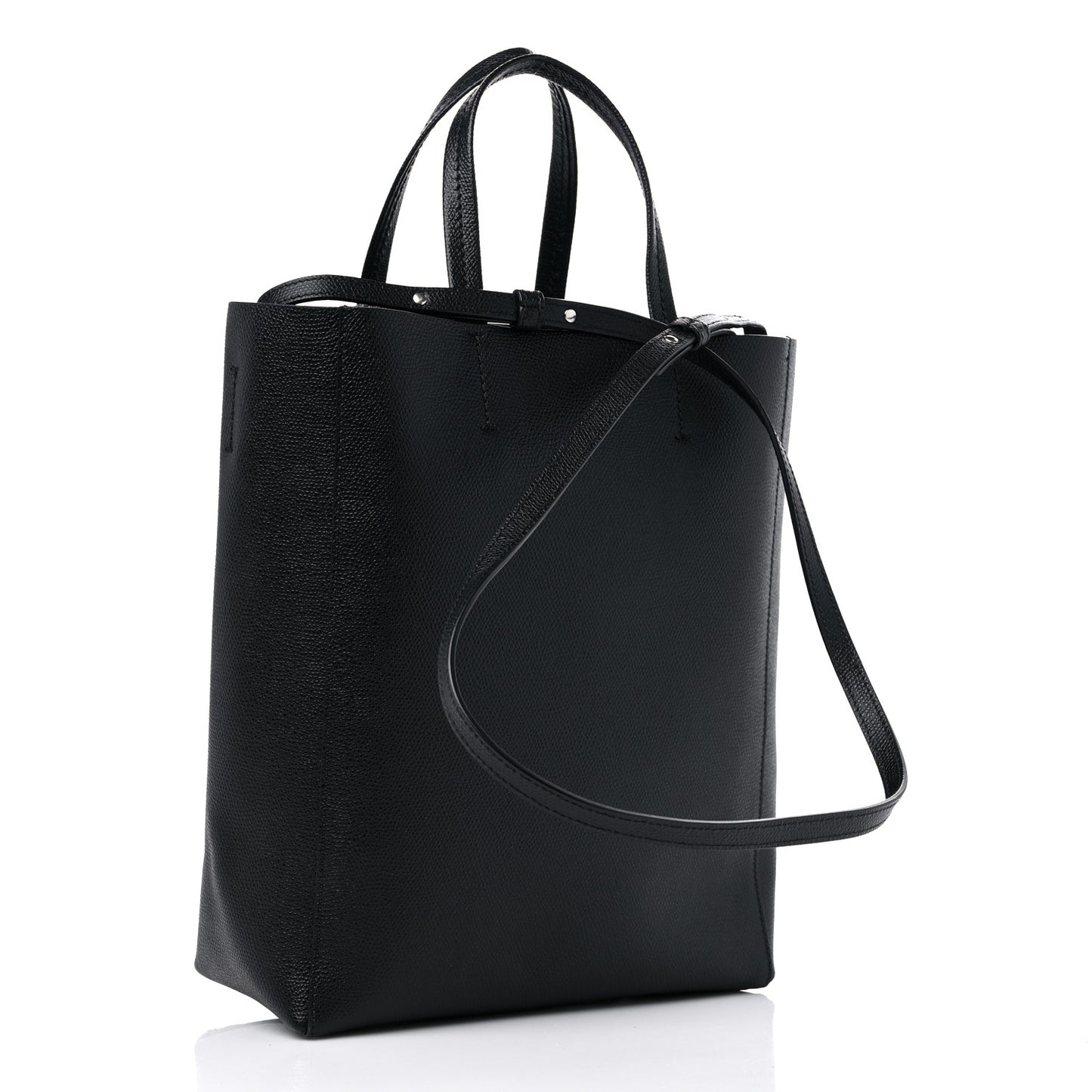 Grained Calfskin Small Vertical Cabas Black