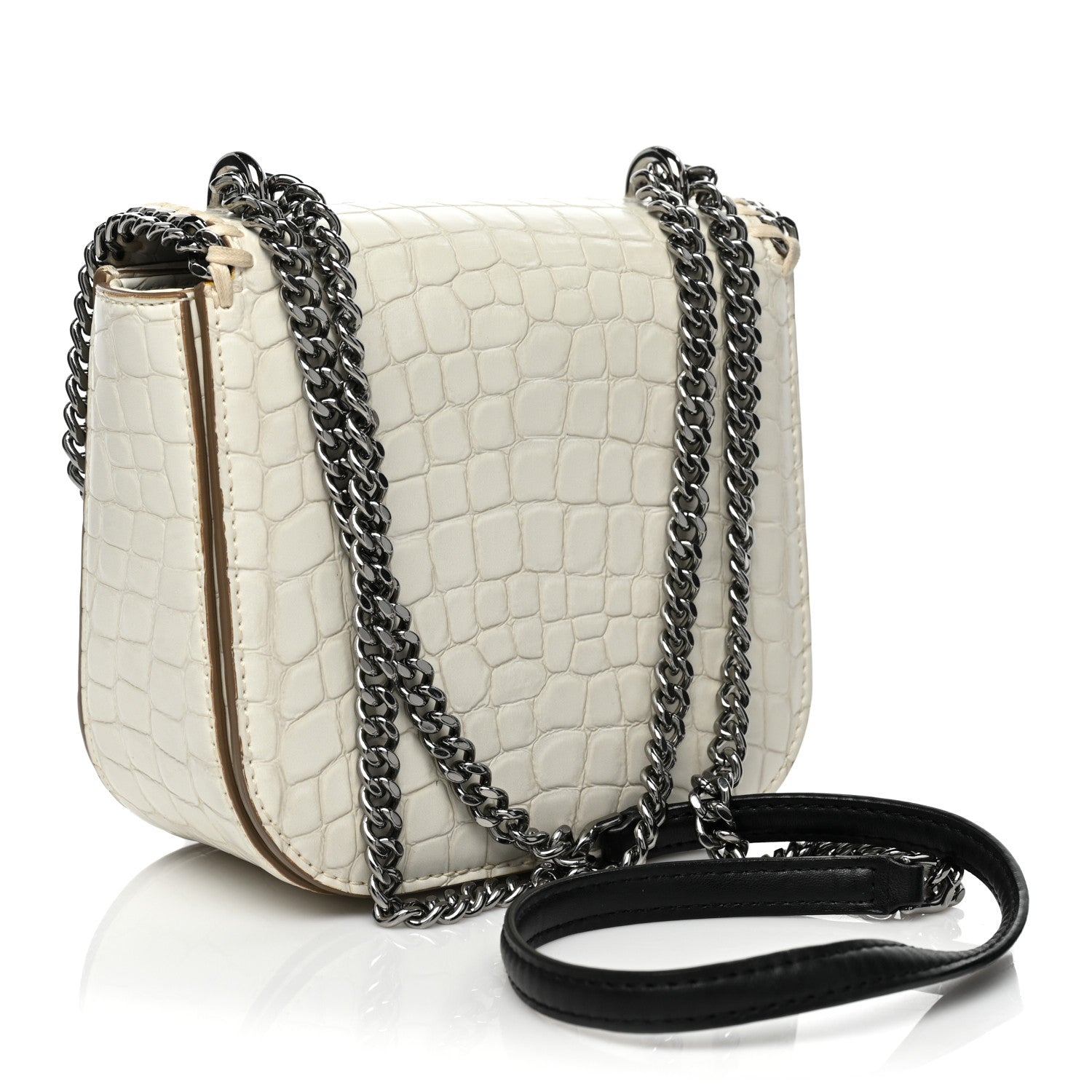 Stella McCartney Embossed Crocodile Effect Medium Falabella Box Shoulder Bag Ivory 3 of 11
