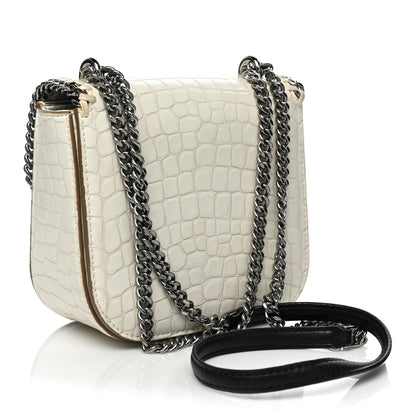 Stella McCartney Embossed Crocodile Effect Medium Falabella Box Shoulder Bag Ivory 3 of 11