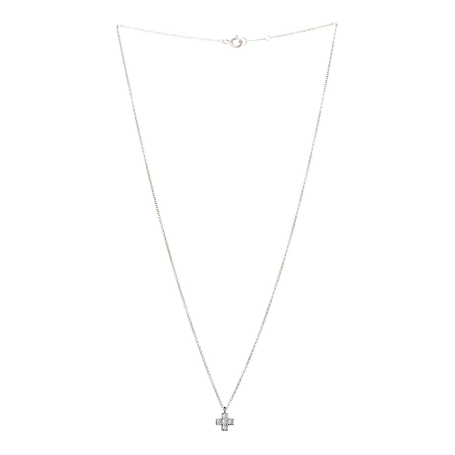 Tiffany 18K Yellow Gold Platinum Diamond Cruciform Cross Pendant Necklace 3 of 7