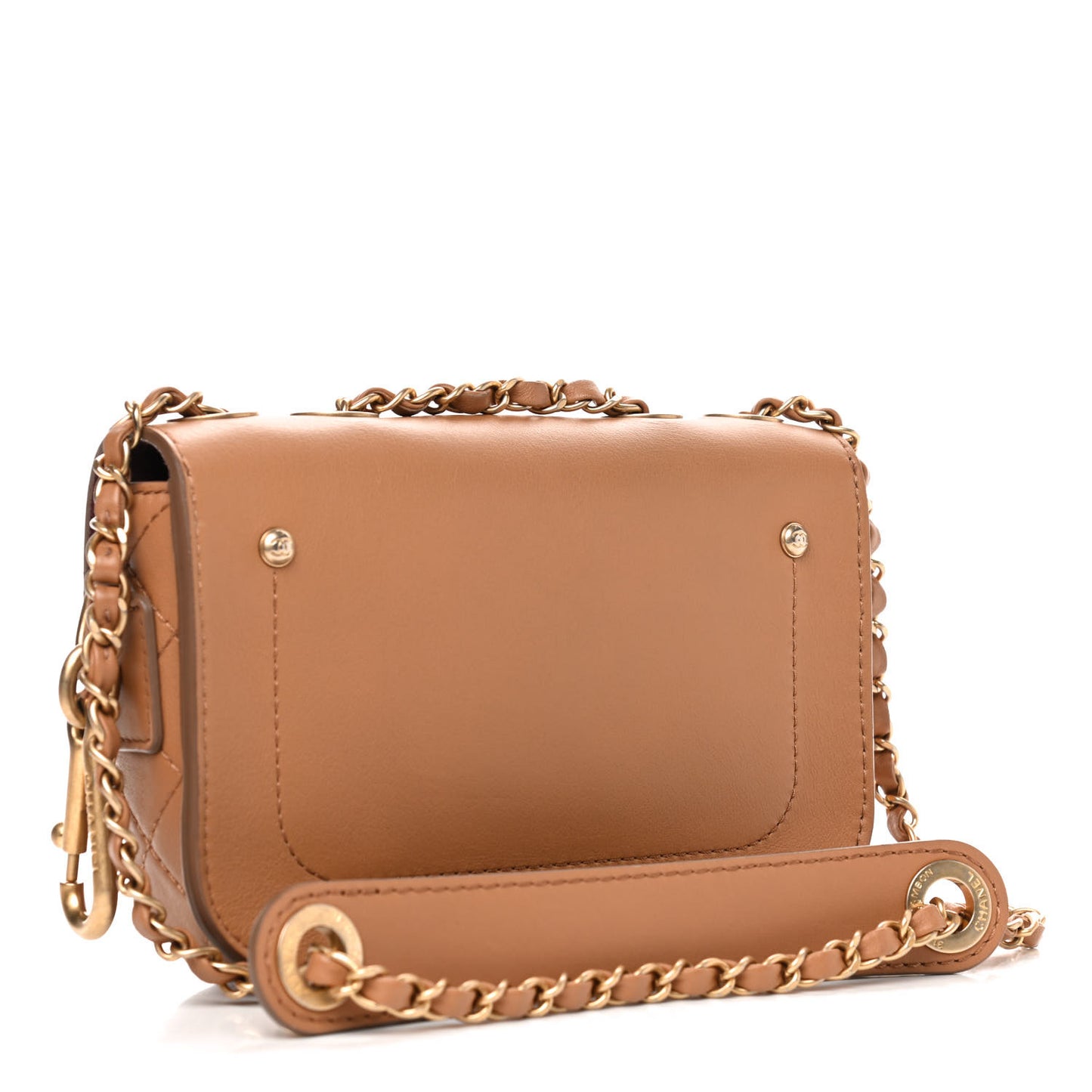 Calfskin Quilted Multi Pouching Flap And Coin Purse Beige