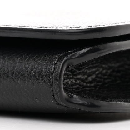 Balenciaga Grained Calfskin Logo Cash Phone Holder Wallet On Chain Black White 11 of 12