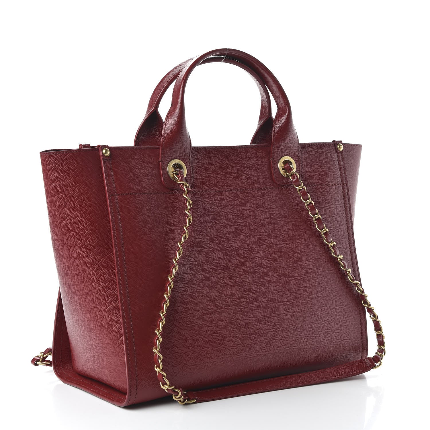 Chanel Caviar Small Studded Deauville Tote Red 3 of 10