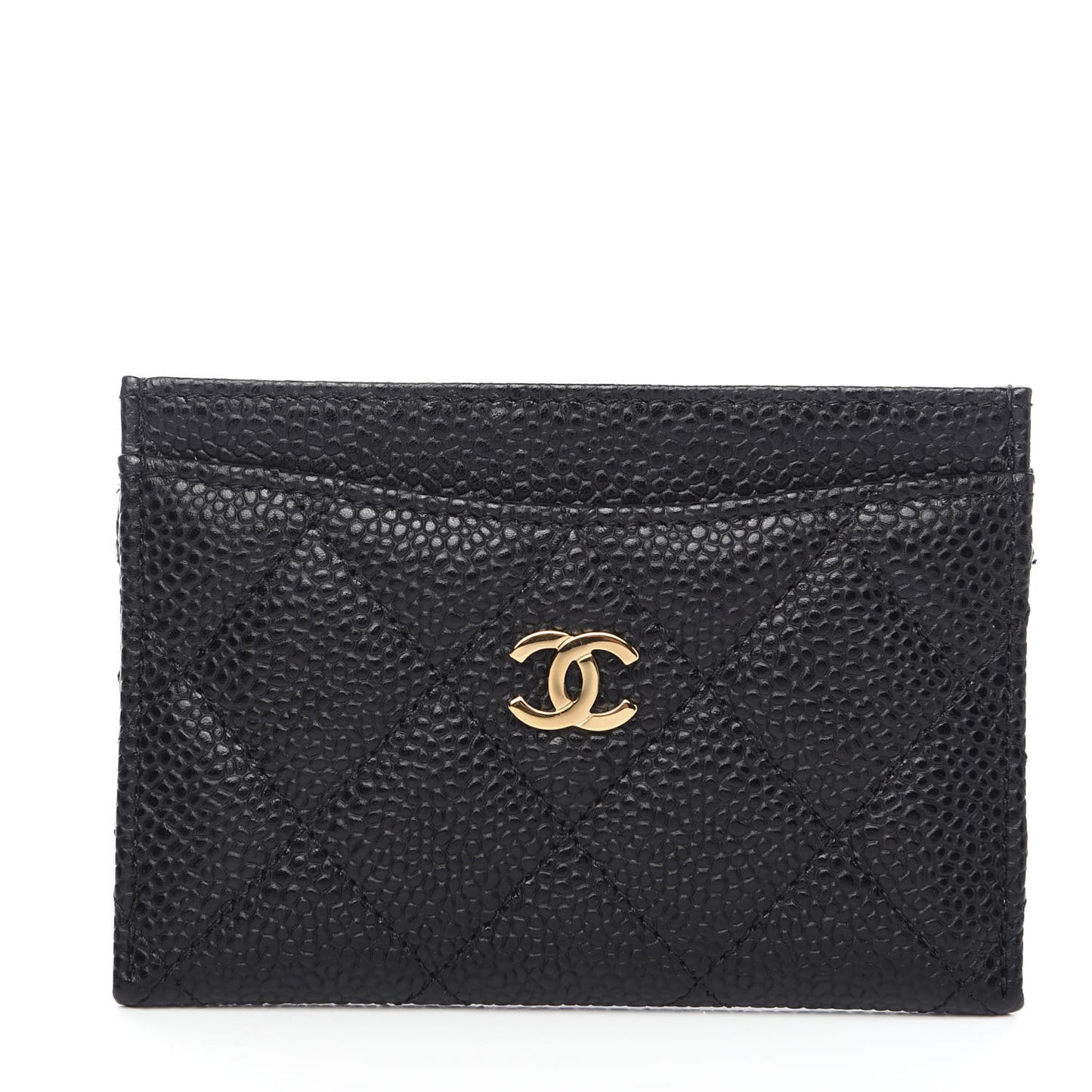 Caviar Quilted Card Holder Black