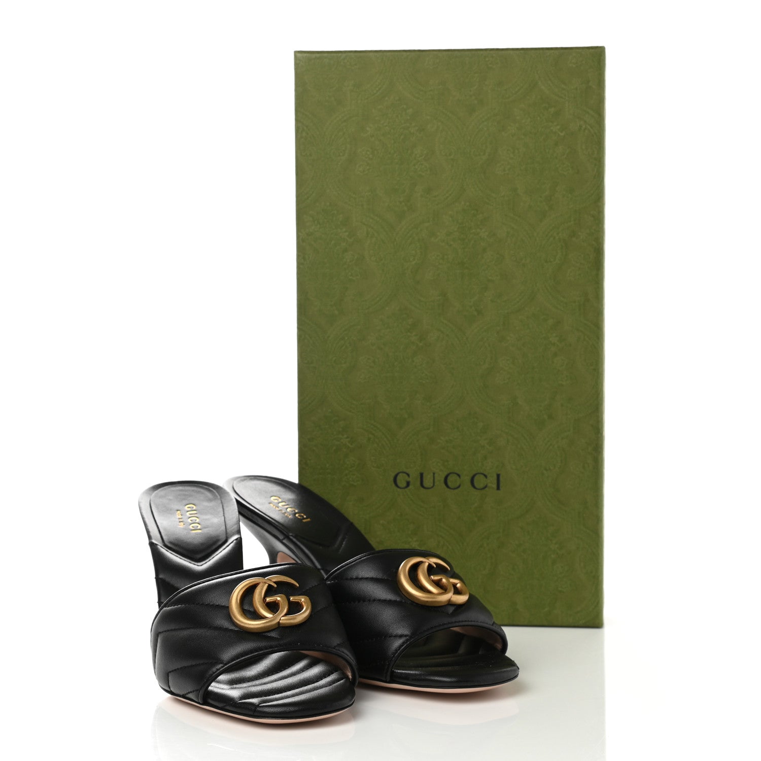 Gucci Nappa Matelasse GG Marmont 75mm Slide Sandals 37.5 Black 9 of 9