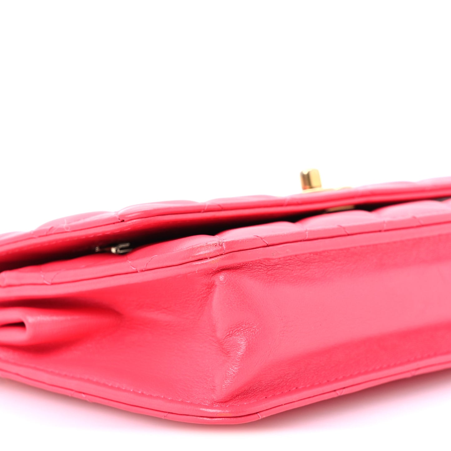 Lambskin Enamel Quilted CC Wallet on Chain WOC Pink