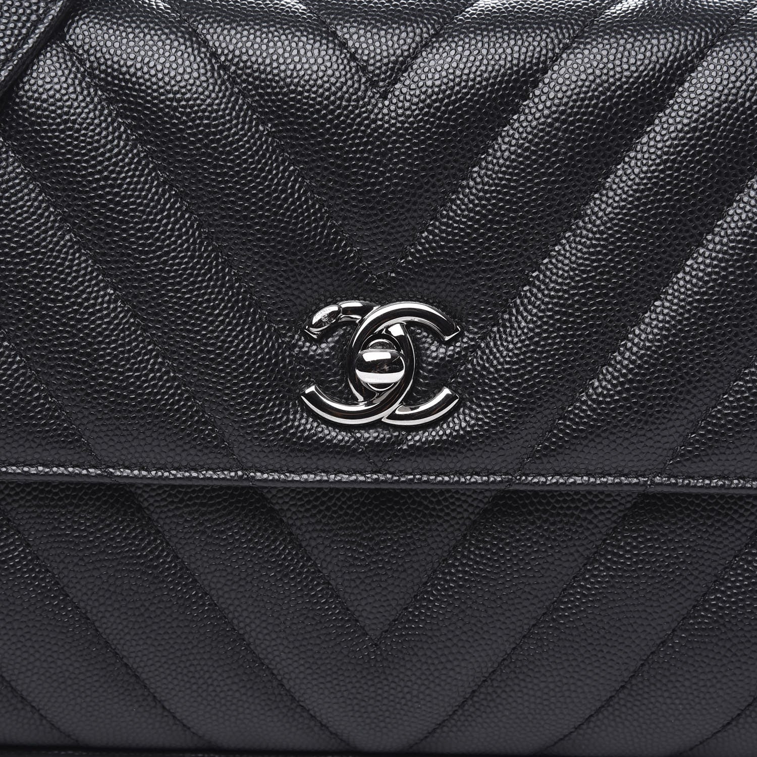 Chanel Caviar Chevron Quilted Mini Coco Handle Flap Black 9 of 10