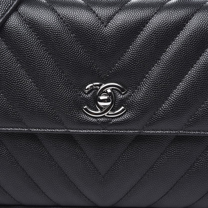 Chanel Caviar Chevron Quilted Mini Coco Handle Flap Black 9 of 10