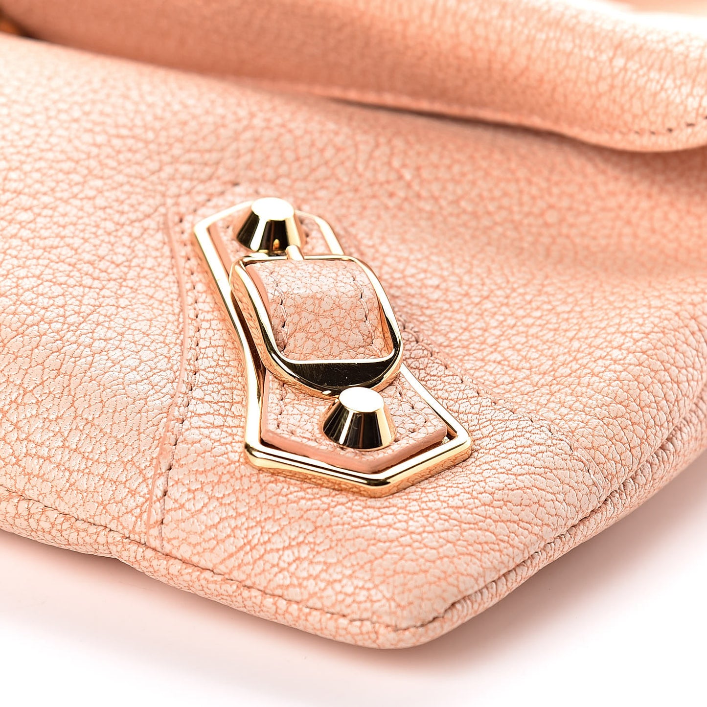 Chevre Gold Metallic Edge Hardware Envelope Clutch Rose Corail