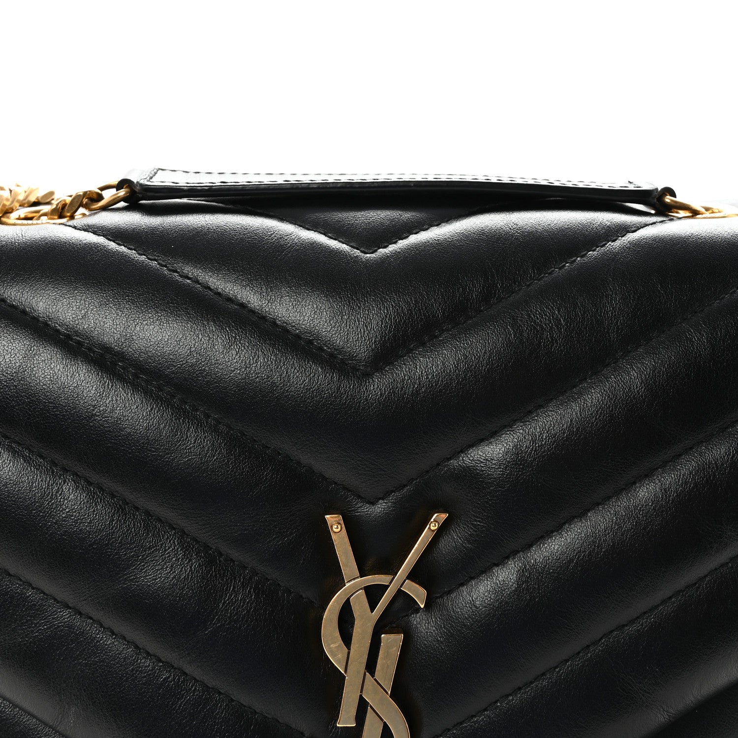 Saint Laurent Calfskin Y Quilted Monogram Medium Loulou Chain Satchel Black 7 of 9