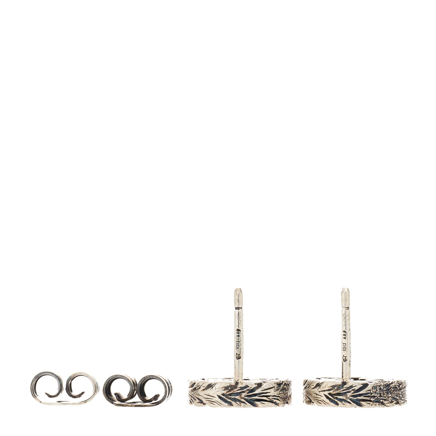 Gucci Sterling Silver Textured Interlocking G Stud Earrings 3 of 3