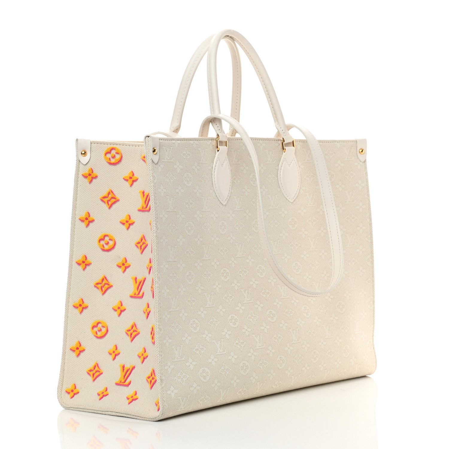 Louis Vuitton Jacquard Embroidered Tufted Monogram Hawaii Onthego GM Cream 3 of 14