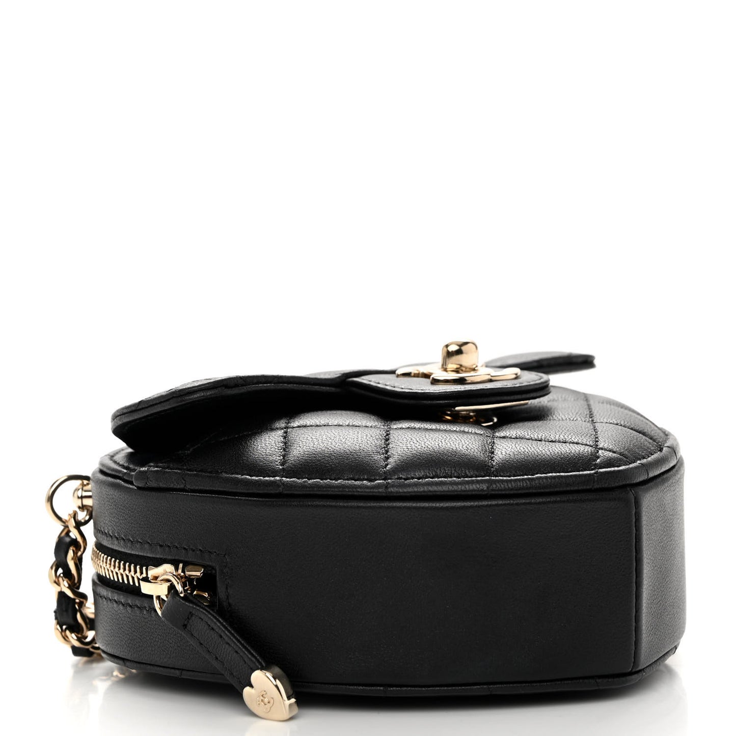 Lambskin Quilted CC In Love Heart Clutch With Chain Black